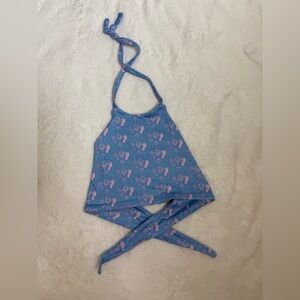 2t-5t Purple Halter Crop Top with Pink Palm Print